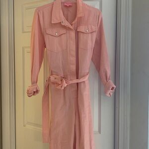 EUC Pink Denim Jumpsuit